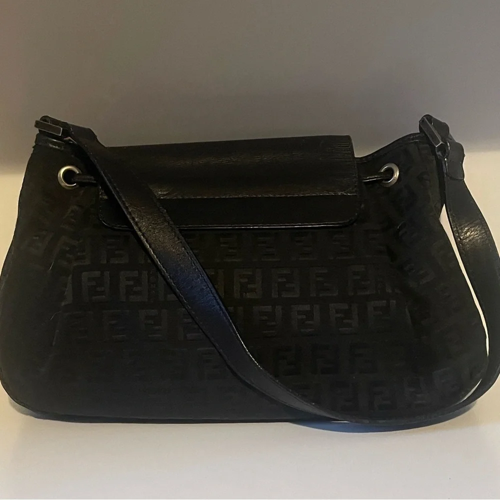 Fendi Black Zucca Print Handbag - Picture 6 of 16